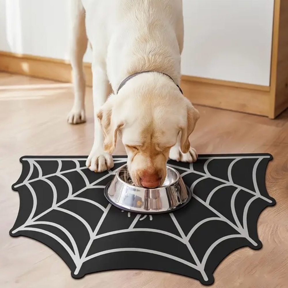 {NEW} Spiderweb Dog Feeding Mat - Black